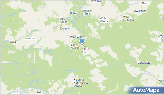 mapa Stara Huta, Stara Huta gmina Narol na mapie Targeo